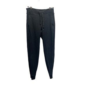 Lululemon Athletica Black Jogger Pants W/ Drawstring Waistband & Ribbed Side Pan
